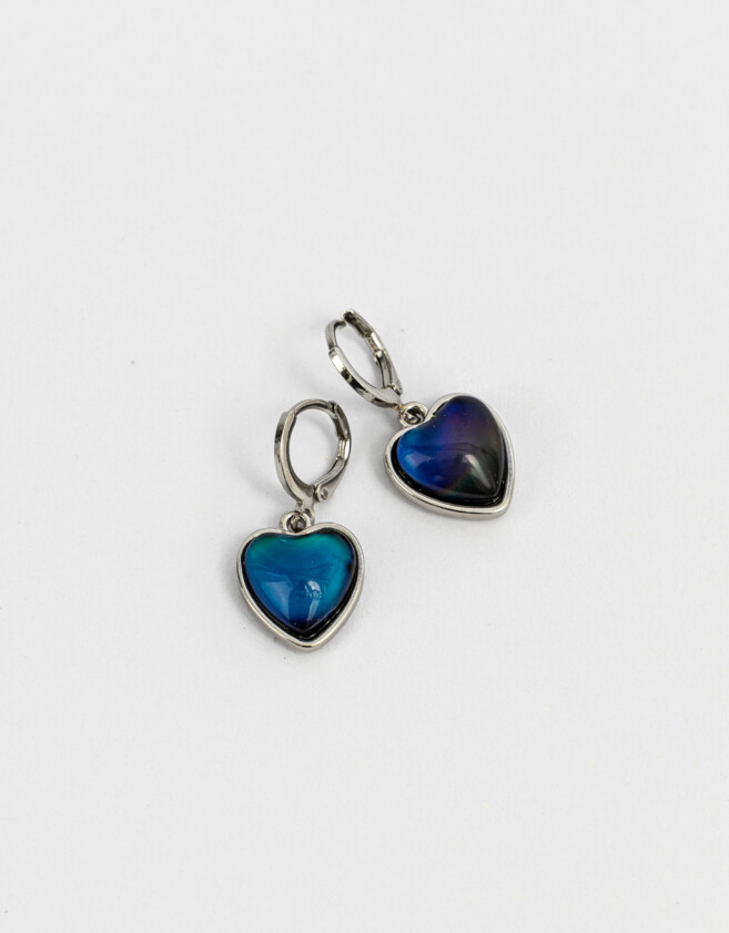 Aros Argollas Mood Argollas Con Corazón - Plateado