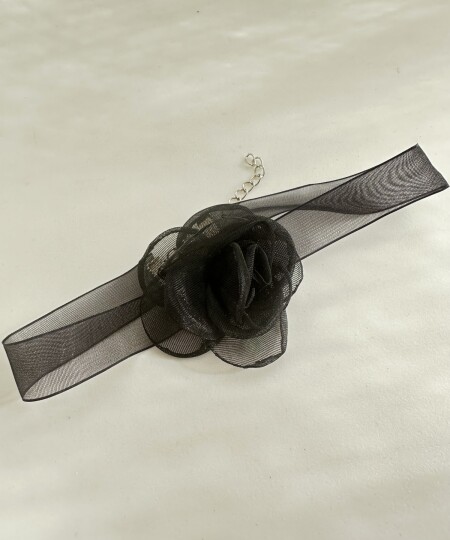 CHOKER FLEUR TUL BLACK
