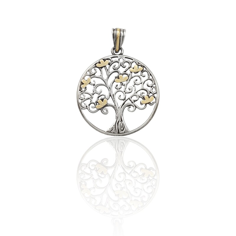 Dije Arbol de la Vida- Plata 925 y Oro- Piedra Nacar- CP5450 conpiedra