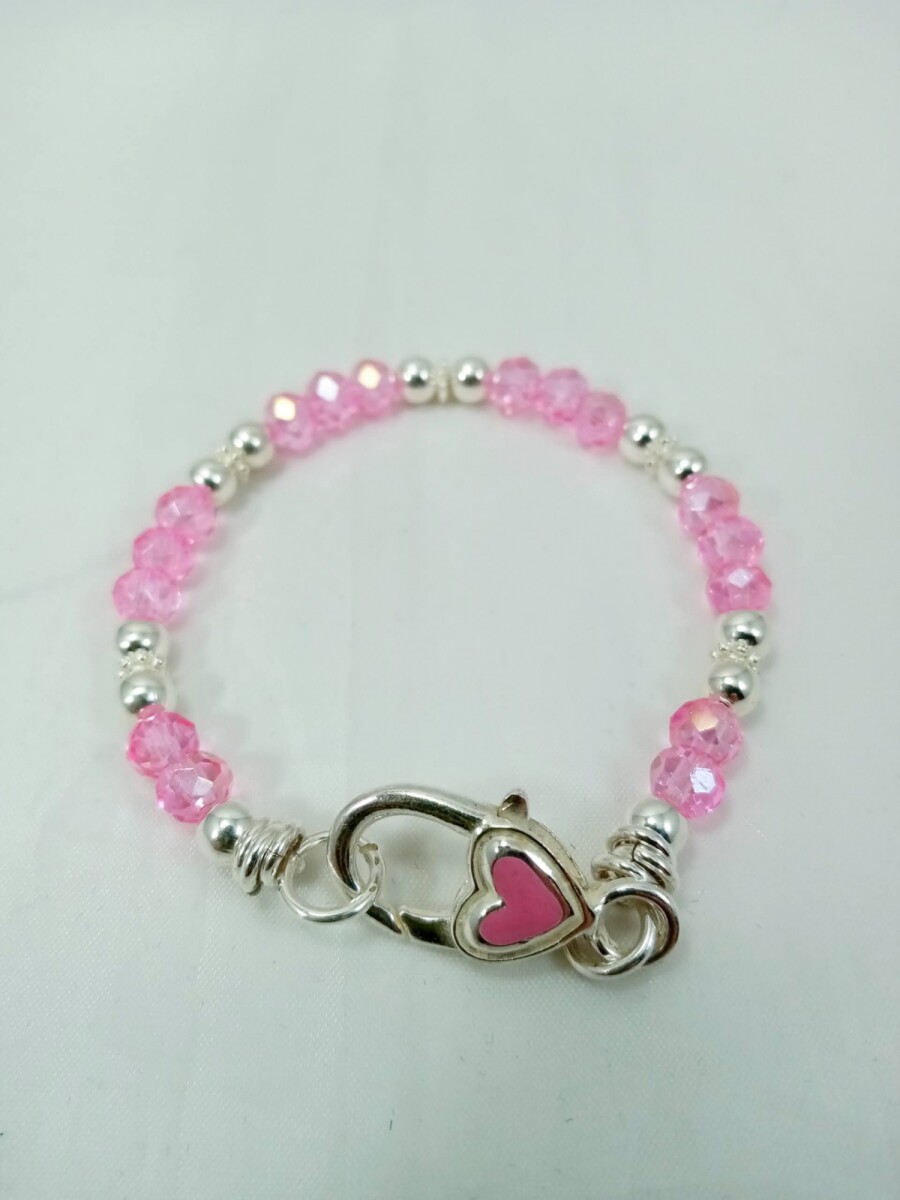 Pulsera plata 925, con cristales swarovski - color Rosa 