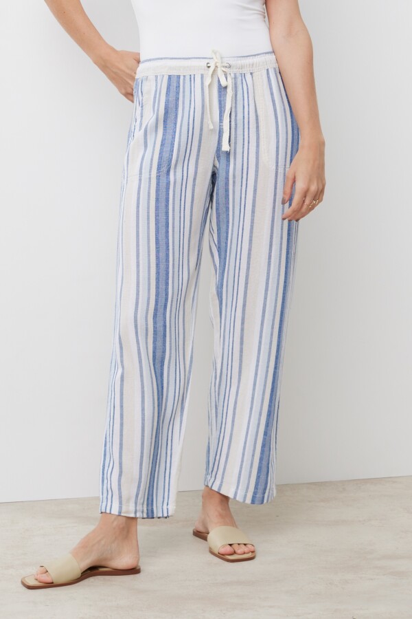 Pantalon Lino AZUL/MULTI