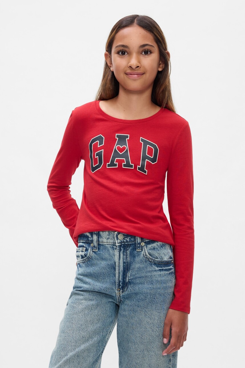 Remera Logo Gap Manga Larga Niña Modern Red