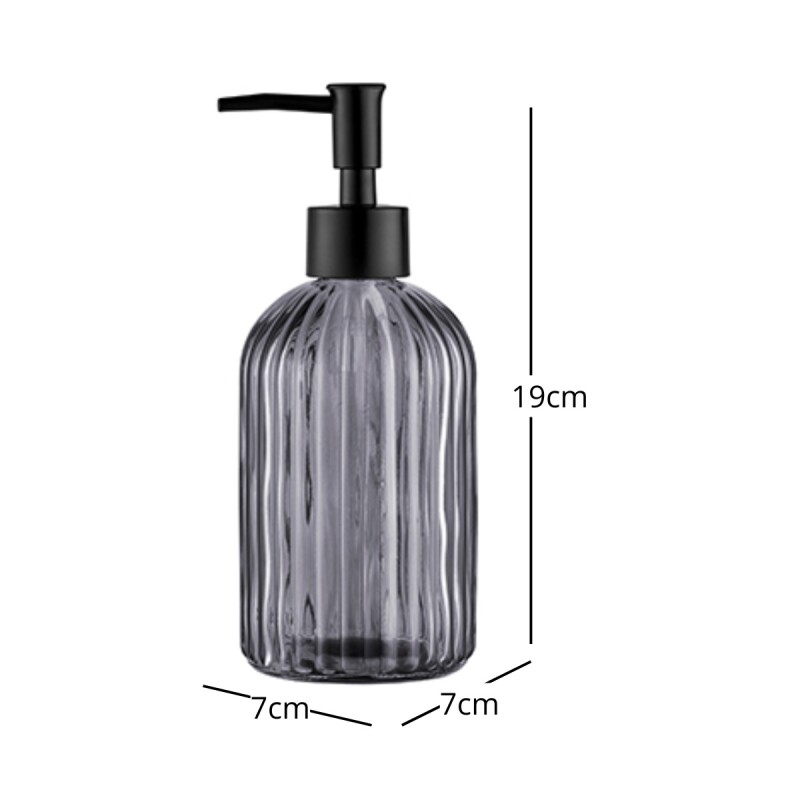 Dispensador de jabón de vidrio con base redonda 400ml NEGRO