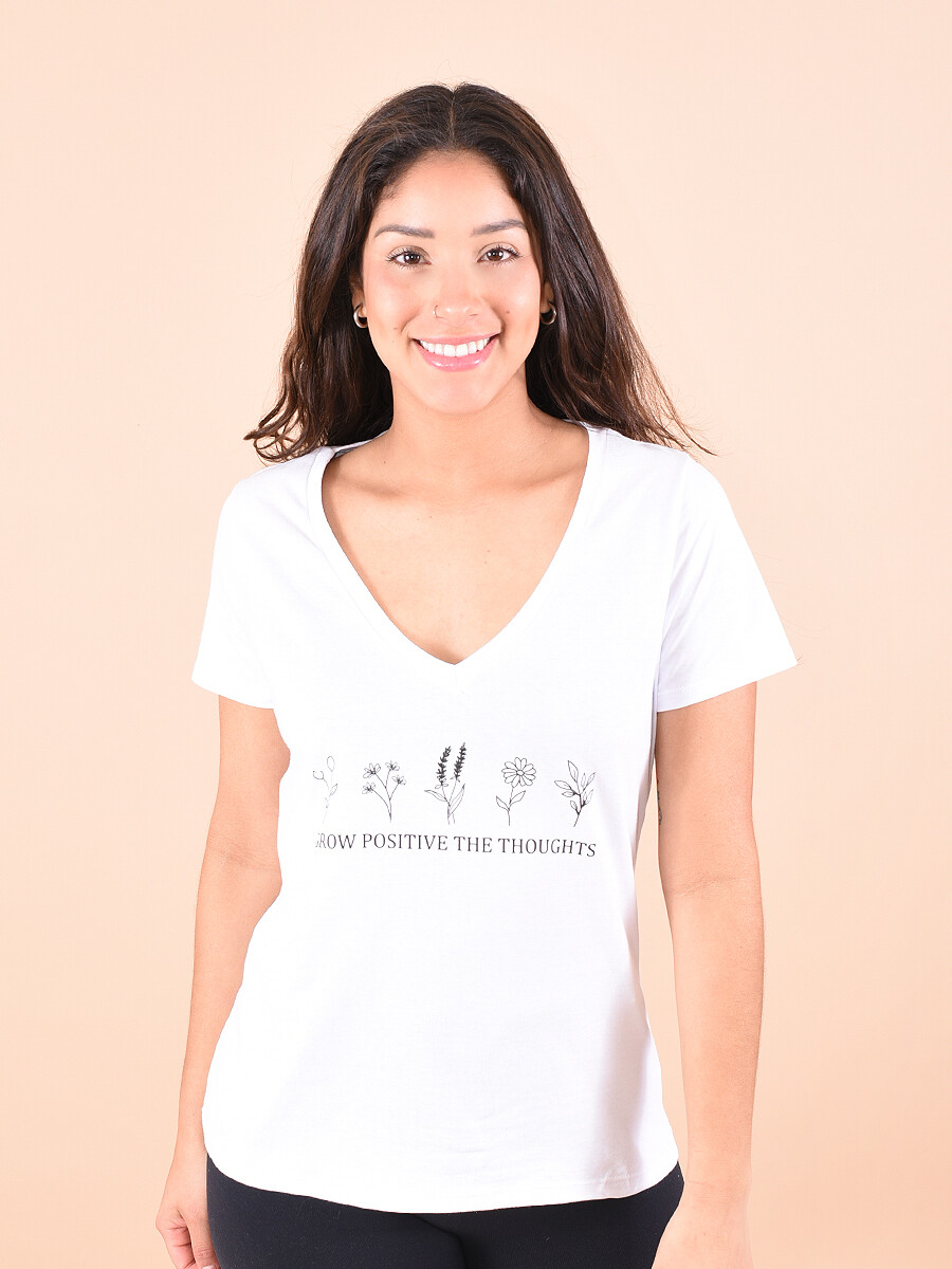 REMERA POSITIVE THOUGHTS - BLANCO 
