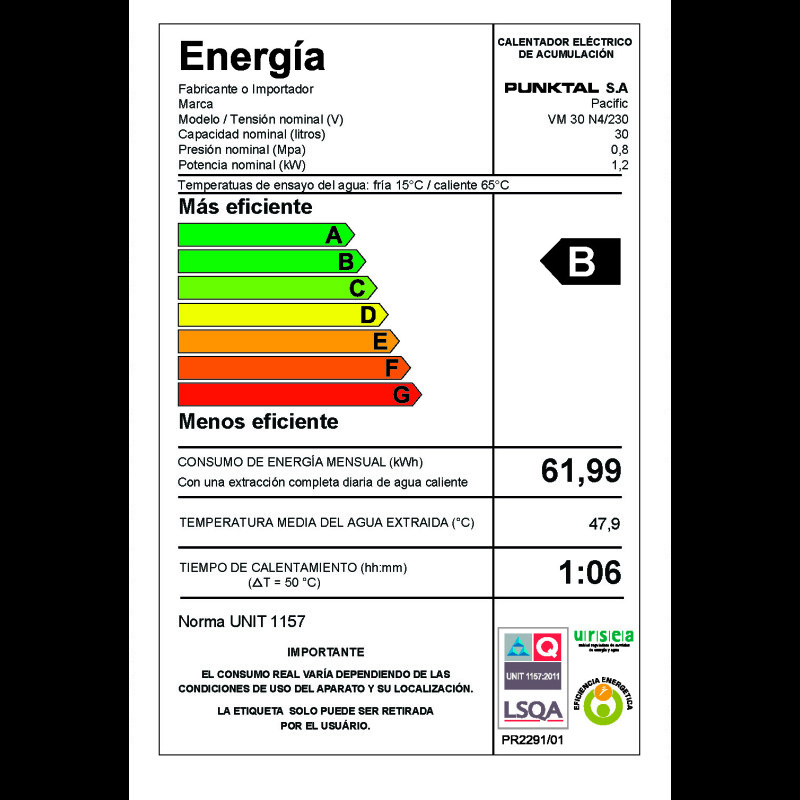 Calefón Termotanque Pacific 30l Eficiencia B Calefón Termotanque Pacific 30l Eficiencia B