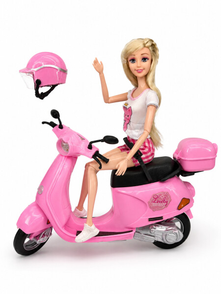 MUÑECA PASEO MOTO ROSADO