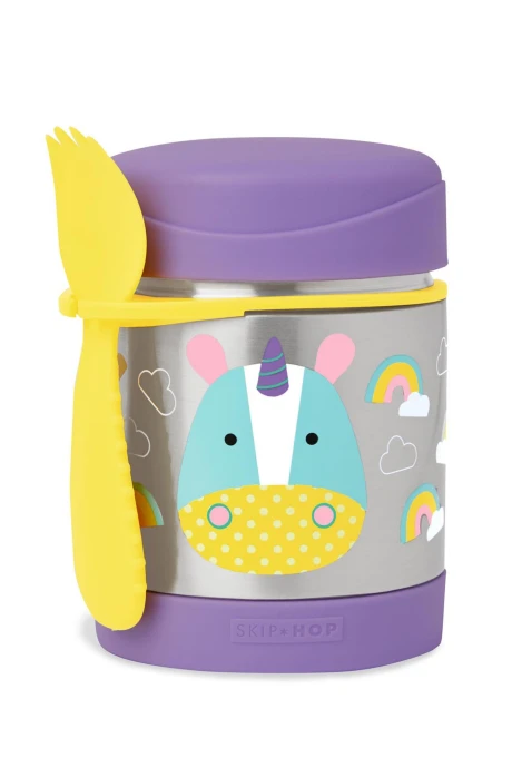 Tupper de acero inoxidable con cubierto, diseño unicornio Tupper de acero inoxidable con cubierto, diseño unicornio