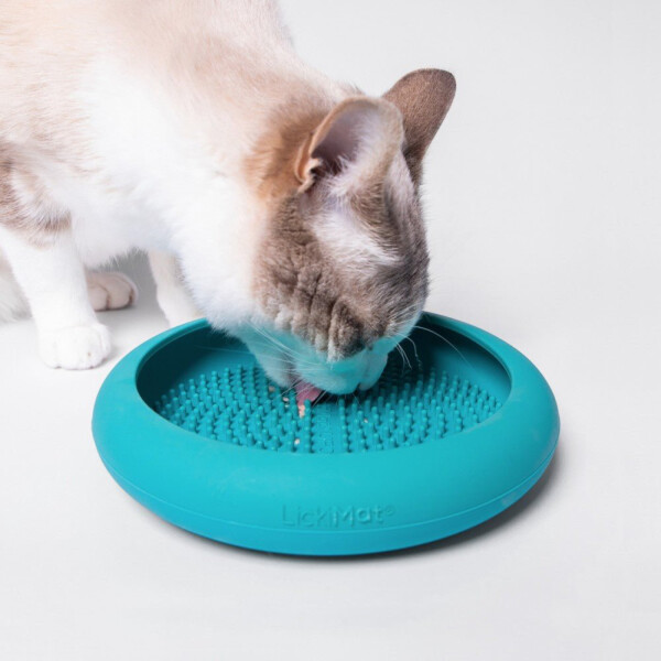 Plato Alfombra Lamer Anti Ansiedad Estres Comida Perro Gato Variante Color Celeste