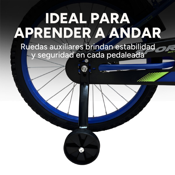 Bicicleta Infantil Sport Rod 20 Canasto Guardabarro Rueditas Azul 1