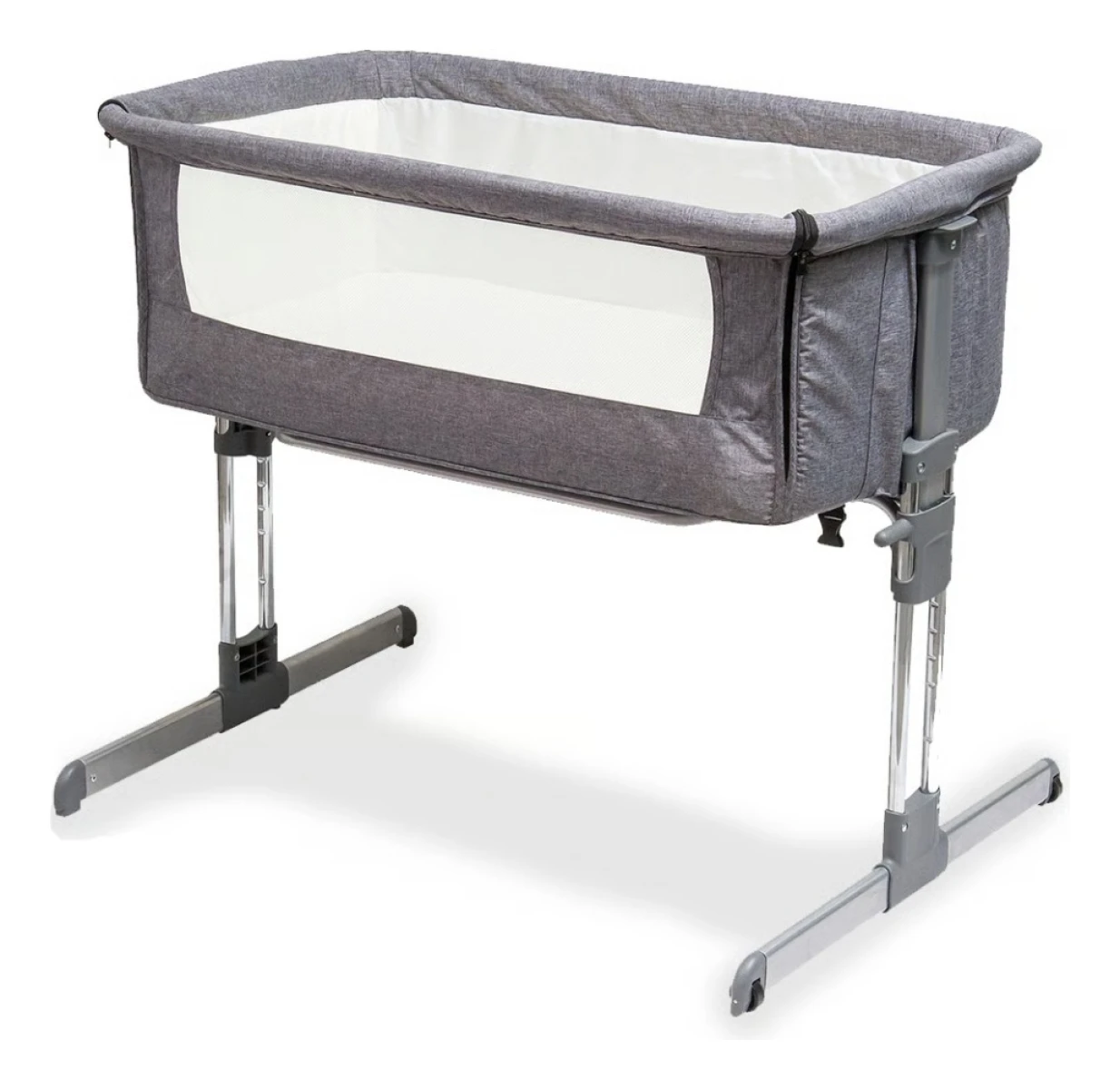 Cuna Mecedora Para Bebe Colecho Moises Con Ruedas Ajustable - Gris 