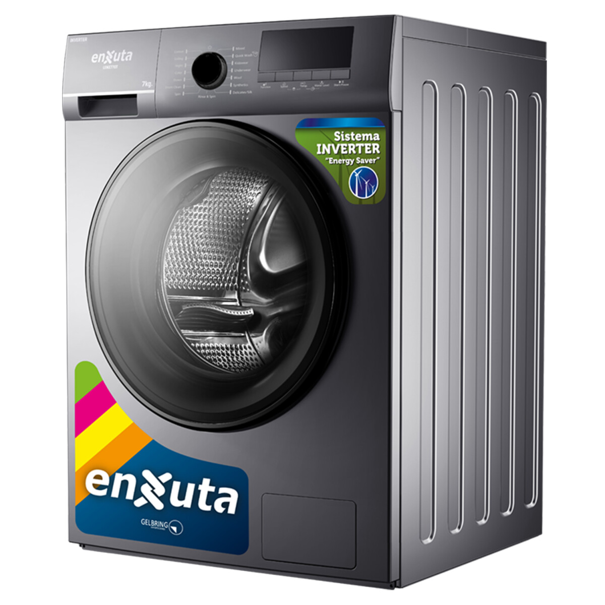 Lavarropas Inverter Enxuta Lenx770t 7 Kg - LAVARROPA ENXUTA FRONTAL LENX770T 