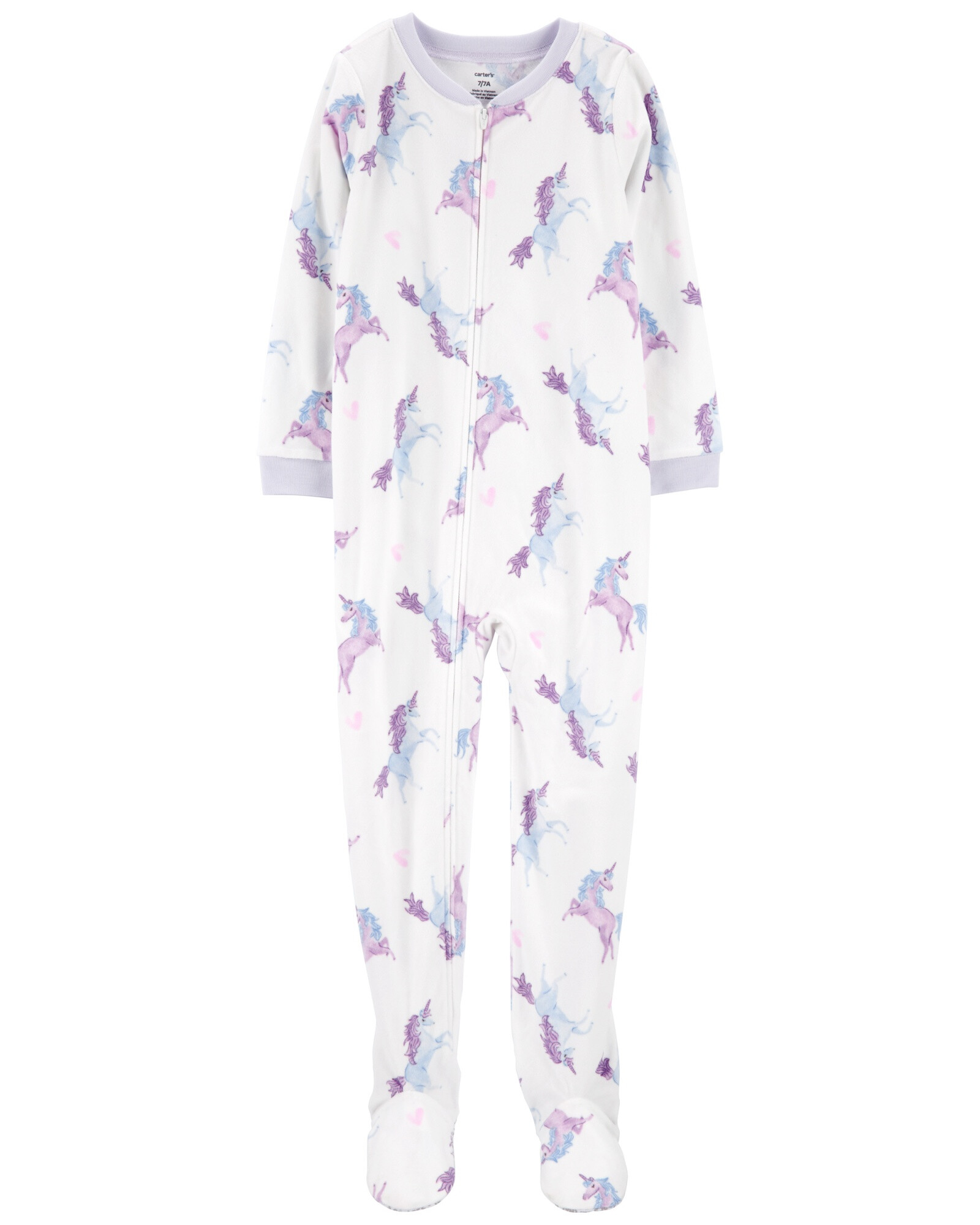 Pijama uno pieza de micropolar, con pie, diseño unicornios Pijama uno pieza de micropolar, con pie, diseño unicornios