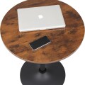 Mesa Redonda 60cm Altura Regulable Giratoria Marrón oscuro