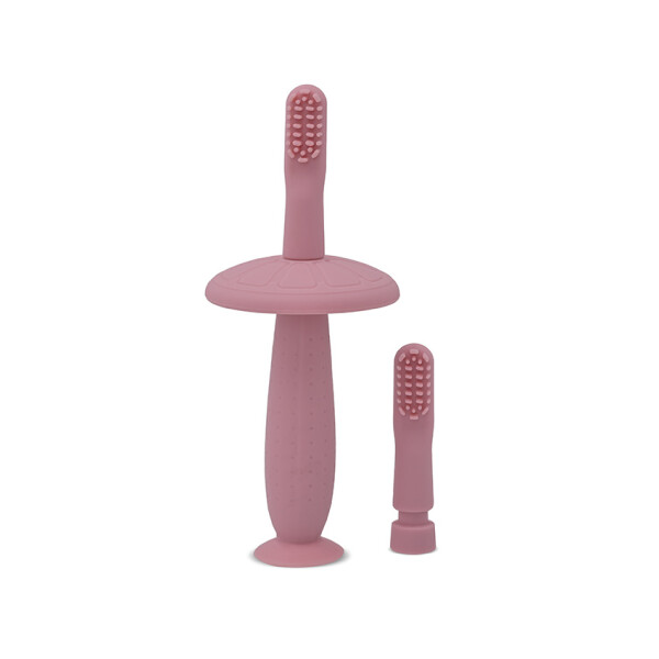 Cepillo dental silicona con tope seguridad lorelli rosado