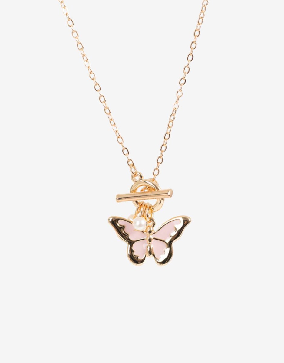 Cadena Con Dije De Mariposa Con Esmalte Bañado En Oro - Dorado 