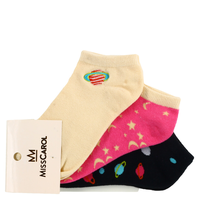 Medias de Mujer Miss Carol MEDIA PACK X3 SNIKER LUREX Anaranjado / Fucsia / Negro