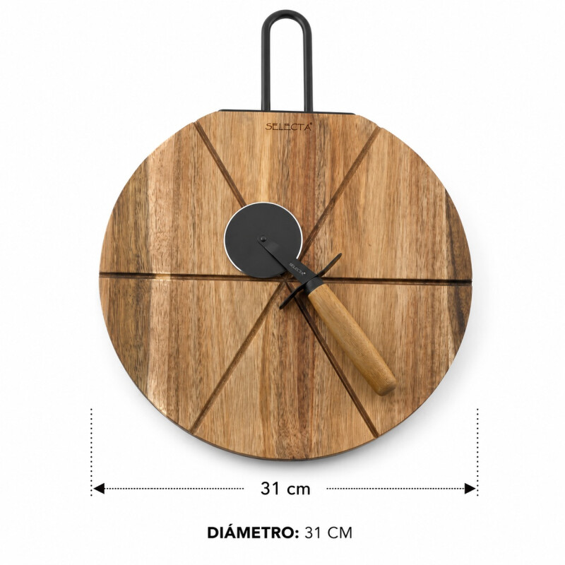Tabla de Madera con Cortador para Pizza Tabla de Madera con Cortador para Pizza