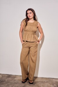 Pantalon Gingham Marron