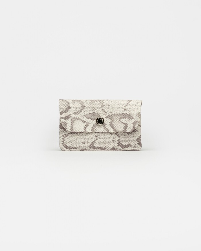Tarjetero Santina en cuero snake print Natural