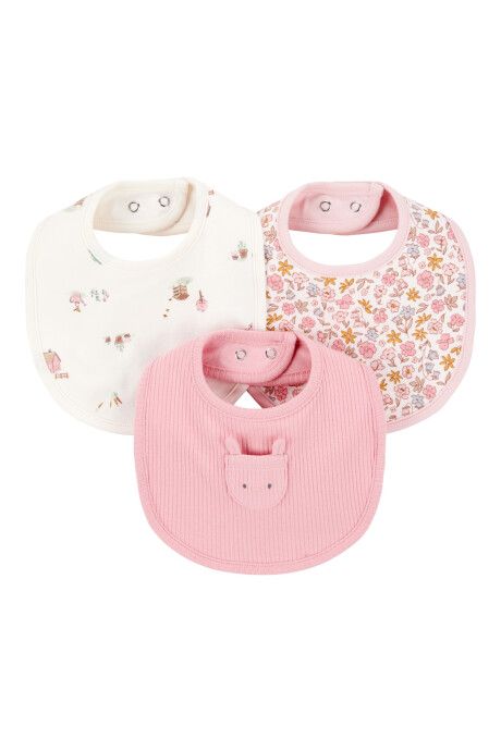 Pack tres baberos de algodón, diseño conejita Sin color