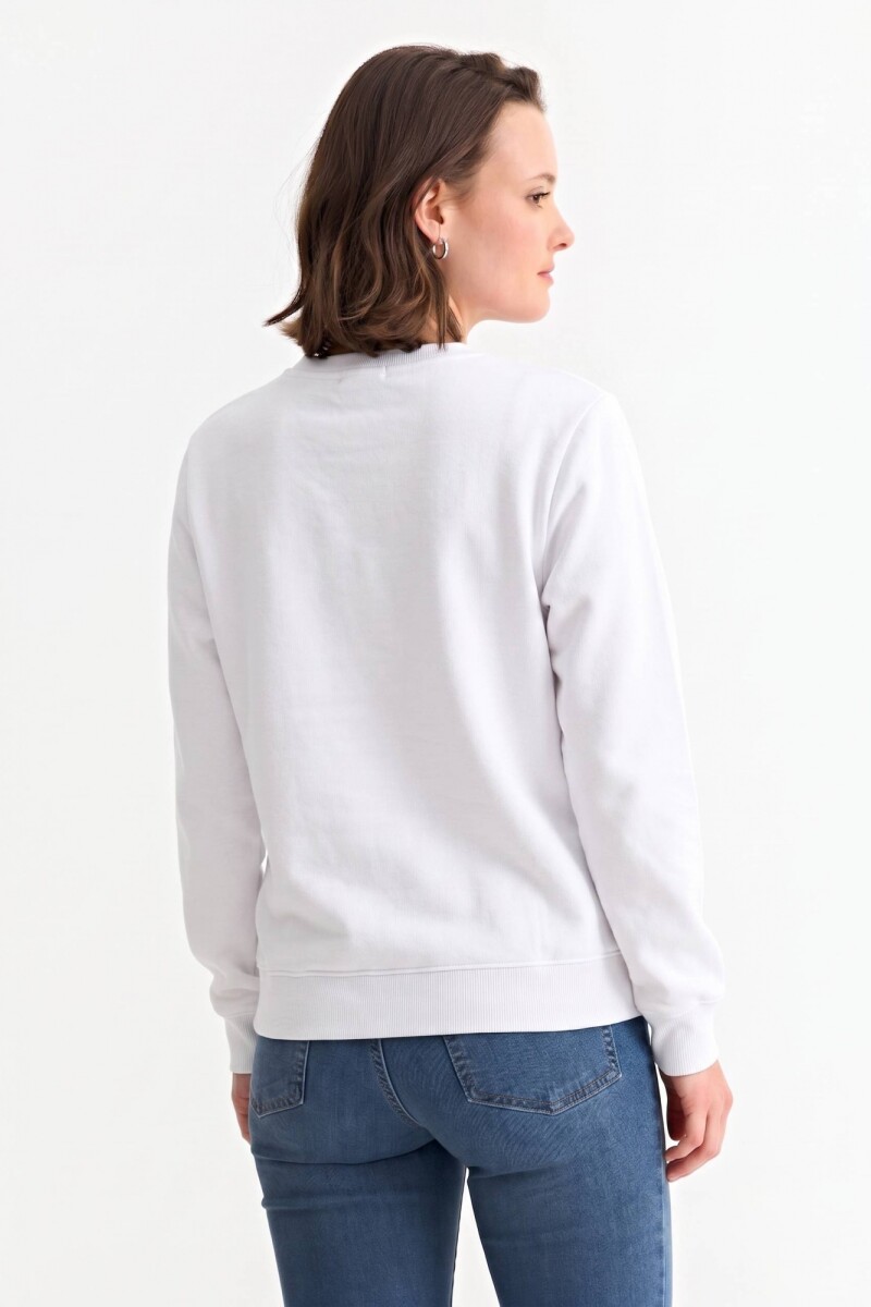Buzo deportivo clásico escote redondo - UNISEX BLANCO