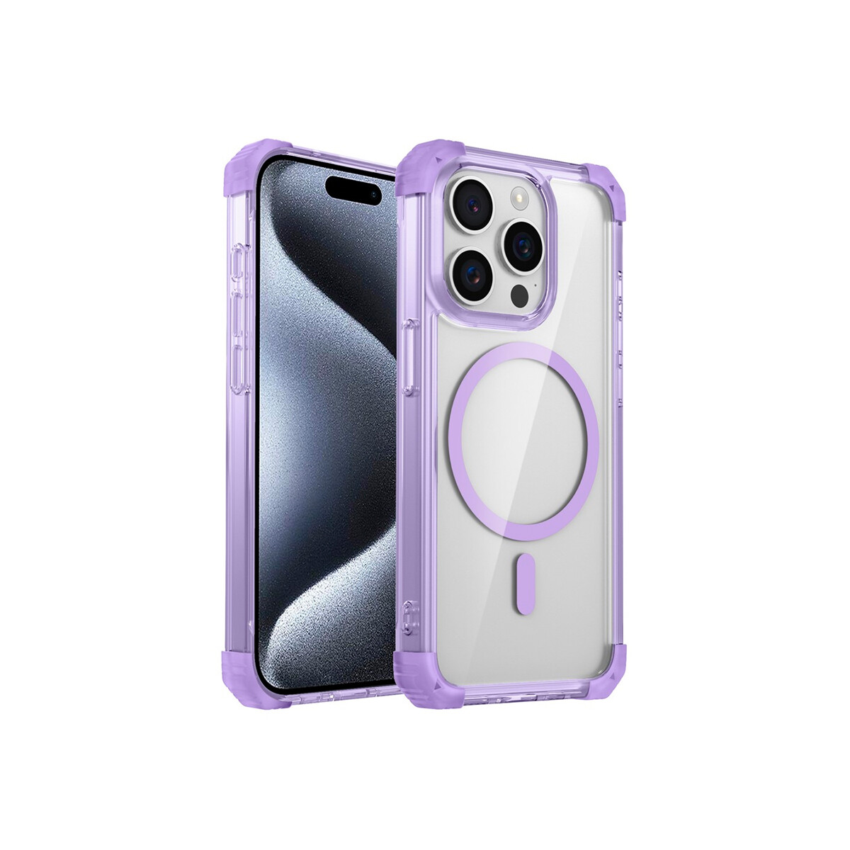 Protector para iPhone 14 Pro Max con bordes color violeta 