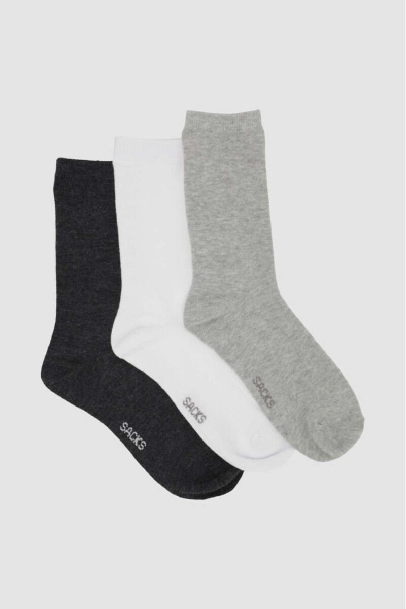 Pack de tres medias lisas. de algodón. en varios colores sur - Variante 41 