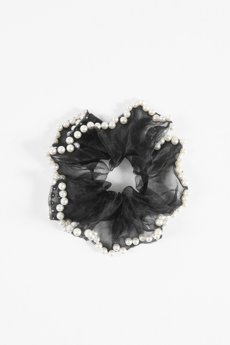 Gomita scrunchie tul perlas negro