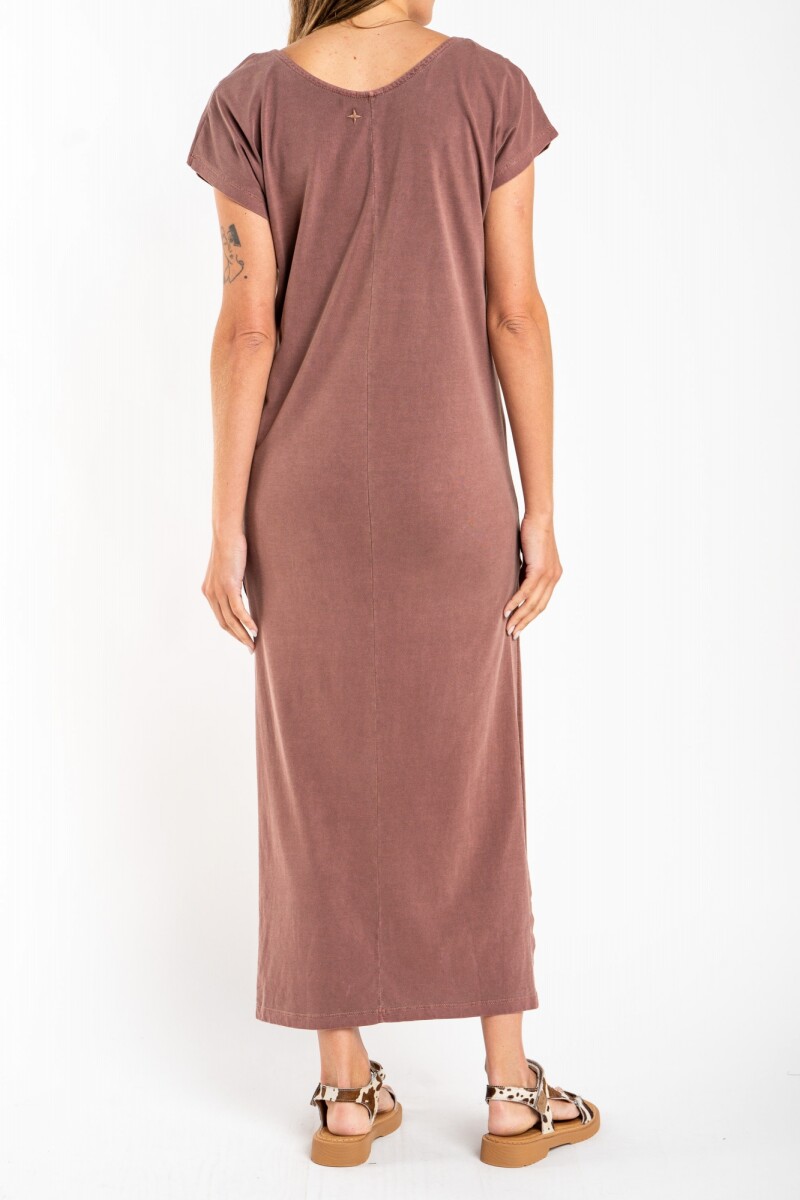 Vestido Algodon Lavado Marron