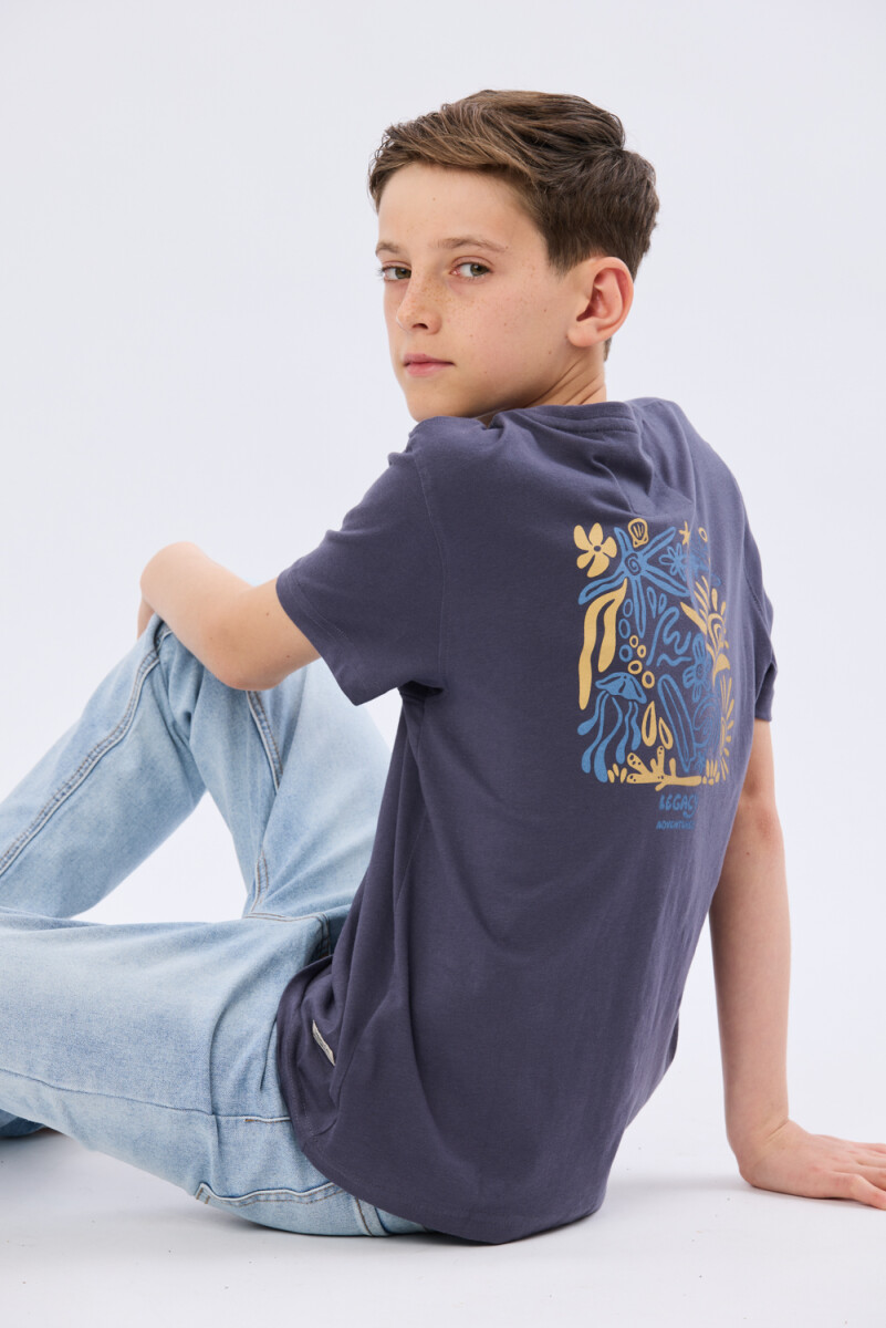 REMERA ESTAMPADA DE ALGODÓN - Azul 