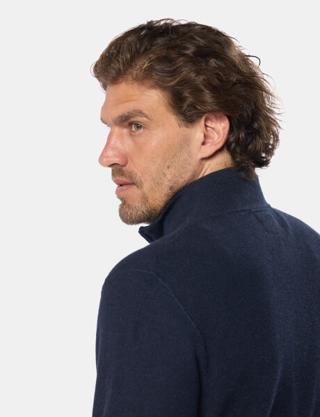 BUZO TEXTURADO MEDIO CIERRE Azul