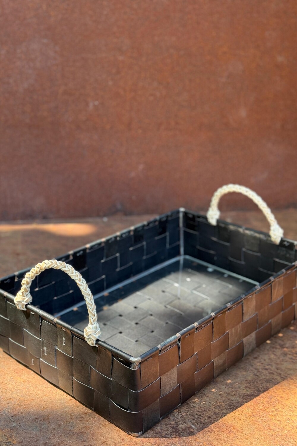 Rectangular Braided Table Basket Chico Negro