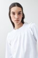 Remera romántica punto smock blanco