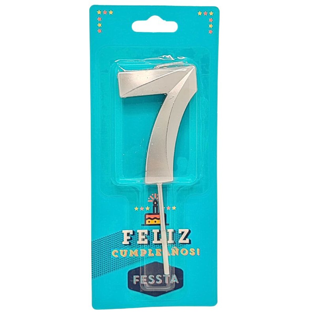 Vela Número 3D Grande Plateada - SIETE 