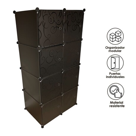 Armario Plastico Lumax 8 Compartimentos Desmontable Negro