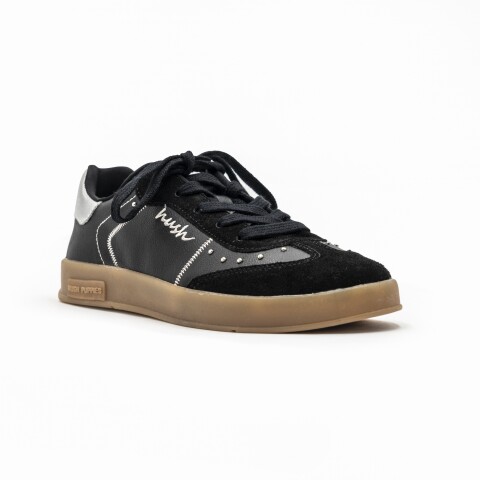 NAPA TENIS TORINO/COURO METALIZADO ROMA PRETO/PRETO/PRATA PRETO/PLATA