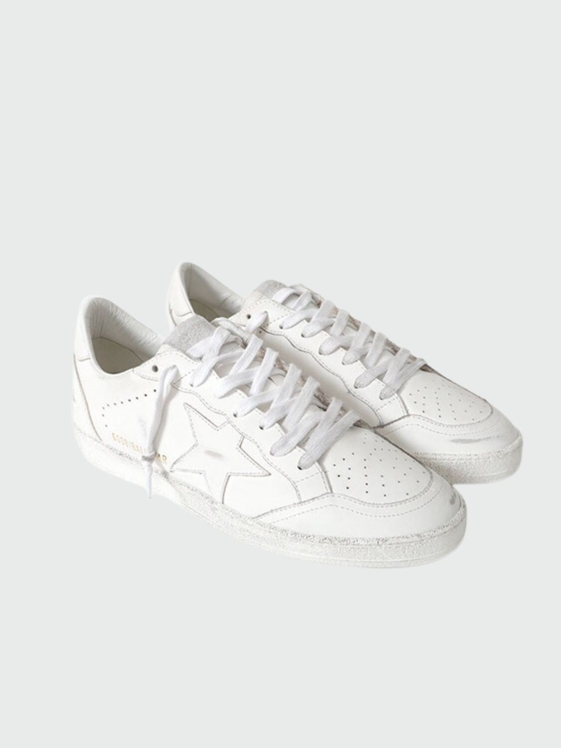 Golden Goose-Championes de cuero acordonados, Ball star Blanco