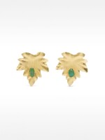 Pendientes Hoja Con Piedra verde