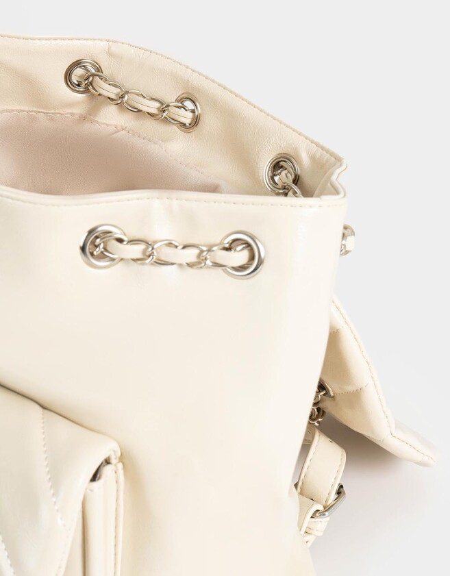 Mochilas Urbanas Puffy Mochila Puffy Con Solapa - Blanco Crudo