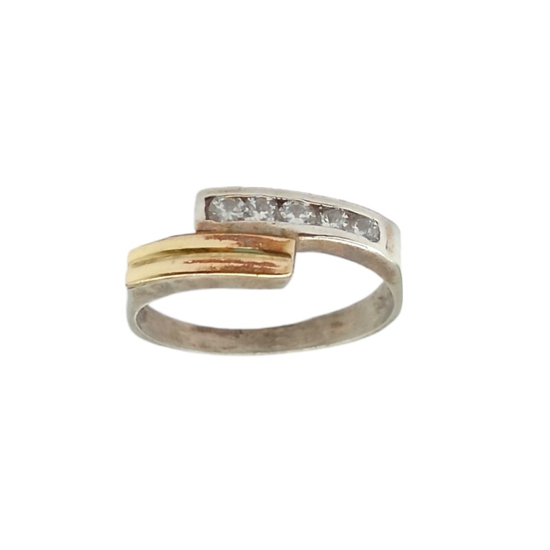 Anillo Doble-Plata y Oro-Piedra Zirconia-AN5019 conpiedra