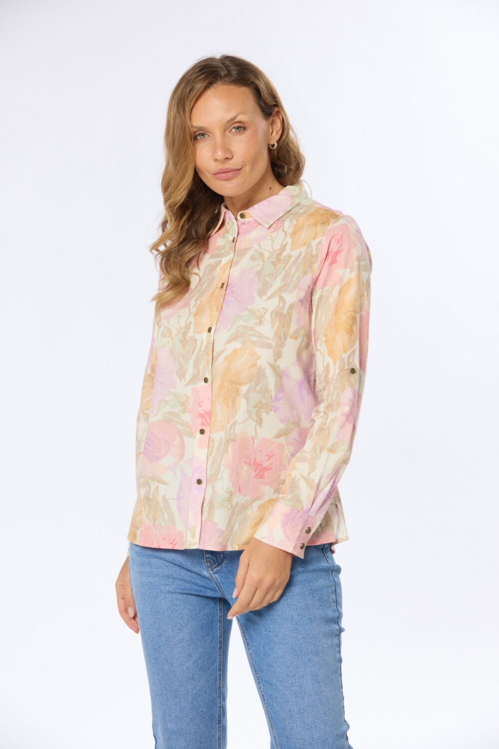 CAMISA DE LINO ESTAPADA Rosa