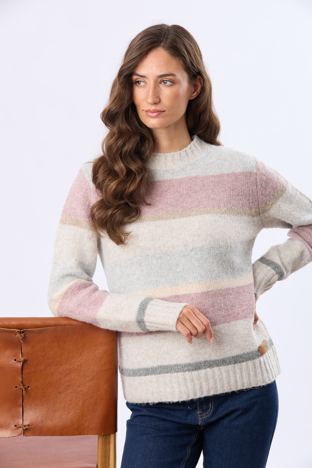 BUZO TEJIDO RAYADO Rosa