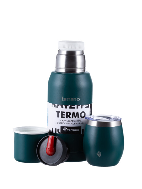Set Acero 750ml / Mate con Tapa Verde Inglés