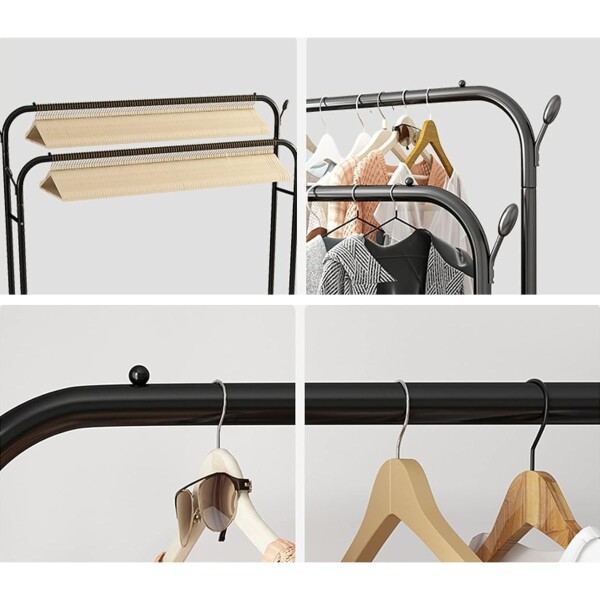 Perchero Doble Ropa Barra Acero Percha Metal Ganchos Ropero Placard Con Ruedas Imback Color Negro Perchero Doble Ropa Barra Acero Percha Metal Ganchos Ropero Placard Con Ruedas Imback Color Negro