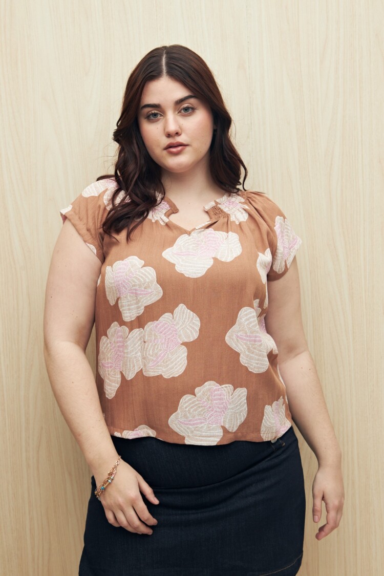 BLUSA GUILFORD PRINTED Beige Oscuro