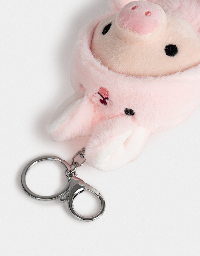 Llavero Peluche Llavero Y Charm De Peluche De Cerdito - Rosa Claro