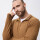 Sweater tejido medio cierre tostado melange