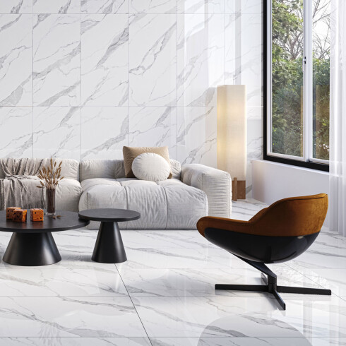 SEMI GRES CALACATA PULIDO GAMA DE BEIGE MARMOLADOS 62x119Cm GAMAS DE BEIGE