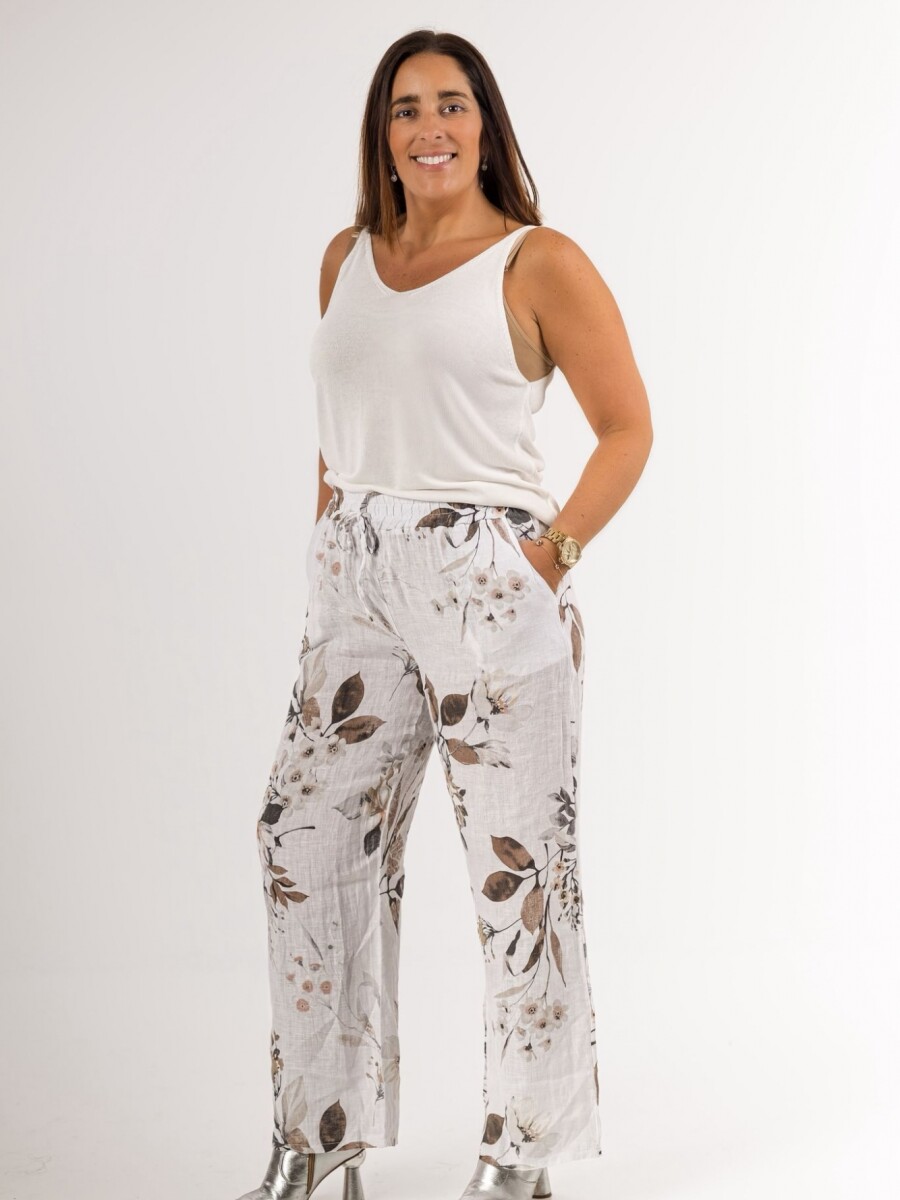 Pantalón 100% lino estampado Pantalón 100% lino estampado