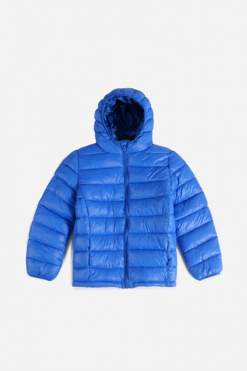Campera puffer básica con capucha AZUL
